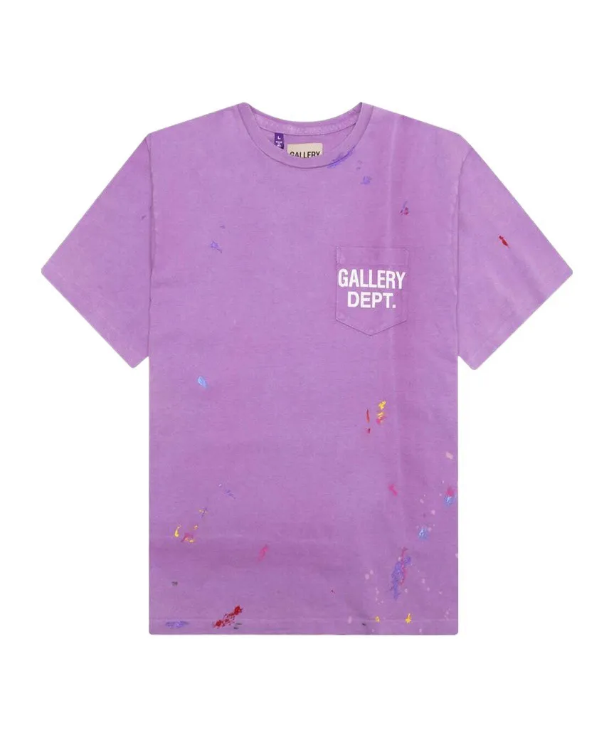 New models in stock! GALLERY DEPT VINTAGE LOGO PAINTED TEE PURPLE Purple ink splashed distressed short sleeves Retro English pocket TEE Purple S-XL Ready-to-wear dyeing Fried salt distressing Hand-sewn plaster bone Very heavy industry Manufacturing dark and light fading technology Hand-splashed ink graffiti Genuine acrylic material